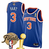 Men's New Yok Knicks #3 Josh Hart Blue 2026 Finals Patch And Finals Champions Patch Icon Edition Stitched Basketball Jersey Dzhi,baseball caps,new era cap wholesale,wholesale hats