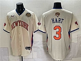 Men's New York Knicks #3 Josh Hart Cream 2026 Finals & Eastern Conference Champions Patch Stitched Jersey Dzhi,baseball caps,new era cap wholesale,wholesale hats