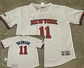 Men's New York Knicks #11 Jalen Brunson White Short-Sleeved Swingman Stitched Throwback Jersey Dzhi,baseball caps,new era cap wholesale,wholesale hats