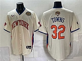 Men's New York Knicks #32 Karl-Anthony Towns Cream 2026 Finals & Eastern Conference Champions Patch Stitched Jersey Dzhi,baseball caps,new era cap wholesale,wholesale hats