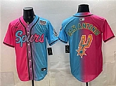 Men's San Antonio Spurs Team Big Logo Pink Blue USA 250' Patch Stitched Jersey Dzhi,baseball caps,new era cap wholesale,wholesale hats