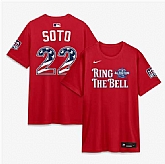 Men's National League #22 Juan Soto Red 2026 All-Star Game Name & Number T-Shirt,baseball caps,new era cap wholesale,wholesale hats