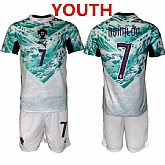Youth Portugal Team #7 Cristiano Ronaldo Green 2026 World Cup Away Soccer Jersey Suit,baseball caps,new era cap wholesale,wholesale hats