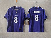 Women's Baltimore Ravens #8 Lamar Jackson Purple F.U.S.E. Vapor Jersey(Run Small),baseball caps,new era cap wholesale,wholesale hats