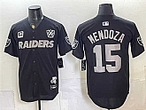 Men's Las Vegas Raiders #15 Fernando Mendoza Black With 3-Star C Patch Nevada Silver Stat Patch And 65th Anniversary Patch Stitched Jersey,baseball caps,new era cap wholesale,wholesale hats