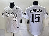 Men's Las Vegas Raiders #15 Fernando Mendoza White 'Gothic Sin City Shadows Edition' With 65th Anniversary Patch Vapor Limited Stitched Baseball Jersey,baseball caps,new era cap wholesale,wholesale hats