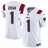 Men's New England Patriots #1 A.J. Brown White 2026 F.U.S.E. Vapor Limited Stitched Jersey,baseball caps,new era cap wholesale,wholesale hats