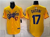 Men's Los Angeles Dodgers x One Piece #17 Shohei Ohtani Yellow Vapor Premier Limited Stitched Jersey Dzhi,baseball caps,new era cap wholesale,wholesale hats