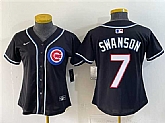 Women's Chicago Cubs #7 Dansby Swanson 2026 Fashion Replica Black Out Stitched Jersey(Run Small),baseball caps,new era cap wholesale,wholesale hats