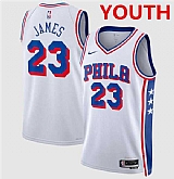 Youth Philadelphia 76ers #23 LeBron James White 2026 Association Edition Stitched Jersey,baseball caps,new era cap wholesale,wholesale hats