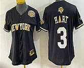 Women's New York Knicks #3 Josh Hart Black Gold 2026 Finals Eastern Conference Champions Patch Stitched Baseball Jersey,baseball caps,new era cap wholesale,wholesale hats
