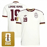 Men's Spain Team #19 Lamine Yamal White 2026 World Cup Away Soccer Jersey,baseball caps,new era cap wholesale,wholesale hats