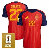 Men's Spain Team #22 Pau Cubarsi Red 2026 World Cup Home Soccer Jersey,baseball caps,new era cap wholesale,wholesale hats
