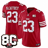 Men's San Francisco 49ers #23 Christian McCaffrey Red 80th Anniversary Patch 2026 F.U.S.E. Vapor Untouchable Limited Stitched Jersey Dzhi,baseball caps,new era cap wholesale,wholesale hats