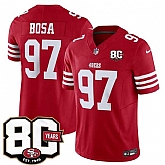 Men's San Francisco 49ers #97 Nick Bosa Red 80th Anniversary Patch 2026 F.U.S.E. Vapor Untouchable Limited Stitched Jersey Dzhi,baseball caps,new era cap wholesale,wholesale hats