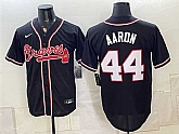 Men's Atlanta Braves #44 Hank Aaron 2026 Fashion Replica Black Out Stitched Jersey,baseball caps,new era cap wholesale,wholesale hats