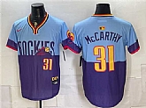 Men's Colorado Rockies #31 Jake McCarthy Purple Light Blue 2025 City Connect Limited Stitched Jersey Dzhi,baseball caps,new era cap wholesale,wholesale hats