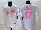 Men's Los Angeles Dodgers #17 Shohei Ohtani White Pink Vapor Limited Stitched Jersey,baseball caps,new era cap wholesale,wholesale hats