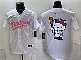 Men's Los Angeles Dodgers Hello Kitty White Pink Vapor Limited Stitched Jersey Dzhi,baseball caps,new era cap wholesale,wholesale hats