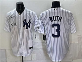 Men's New York Yankees x KAWS #3 Babe Ruth White Stadium Stitched Jersey,baseball caps,new era cap wholesale,wholesale hats