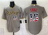 Men's Pittsburgh Pirates #15 Oneil Cruz Grey USA 250 Fourth of July Stitched Jersey Dzhi,baseball caps,new era cap wholesale,wholesale hats