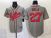 Men's Philadelphia Phillies #27 Aaron Nola Gray 2026 Field of Dreams Stadium Stitched Jersey,baseball caps,new era cap wholesale,wholesale hats