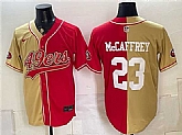 Men's San Francisco 49ers #23 Christian McCaffrey Gold Red Split Stitched Jersey,baseball caps,new era cap wholesale,wholesale hats