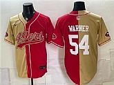Men's San Francisco 49ers #54 Fred Warner Gold Red Split Stitched Jersey,baseball caps,new era cap wholesale,wholesale hats