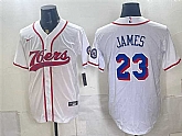 Men's Philadelphia 76ers #23 LeBron James White Cool Base Stitched Baseball Jersey Dzhi,baseball caps,new era cap wholesale,wholesale hats