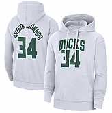 Men's Milwaukee Bucks #34 Giannis Antetokounmpo White Pullover Hoodie,baseball caps,new era cap wholesale,wholesale hats