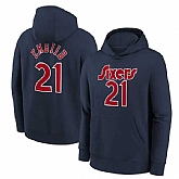 Men's Philadelphia 76ers #21 Joel Embiid Navy Pullover Hoodie,baseball caps,new era cap wholesale,wholesale hats