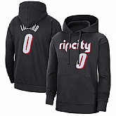 Men's Portland Trail Blazers #0 Damian Lillard 2022 Black Pullover Hoodie,baseball caps,new era cap wholesale,wholesale hats