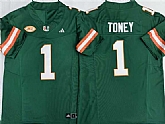 Men's Miami Hurricanes #1 Malachi Toney Aqua F.U.S.E. Stitched Football Jersey,baseball caps,new era cap wholesale,wholesale hats
