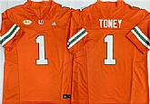 Men's Miami Hurricanes #1 Malachi Toney Orange F.U.S.E. Stitched Football Jersey,baseball caps,new era cap wholesale,wholesale hats