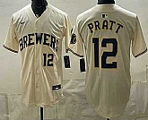 Men's Milwaukee Brewers #12 Cooper Pratt Cream Stitched Jersey,baseball caps,new era cap wholesale,wholesale hats