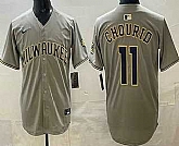 Men's Milwaukee Brewers #11 Jackson Chourio Gray Limited Jersey,baseball caps,new era cap wholesale,wholesale hats