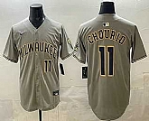 Men's Milwaukee Brewers #11 Jackson Chourio Grey Limited Jersey,baseball caps,new era cap wholesale,wholesale hats