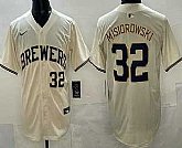 Men's Milwaukee Brewers #32 Jacob Misiorowski Cream Limited Jersey,baseball caps,new era cap wholesale,wholesale hats