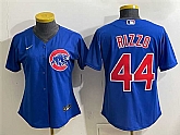 Women's Chicago Cubs #44 Anthony Rizzo Royal Stitched Jersey(Run Small),baseball caps,new era cap wholesale,wholesale hats