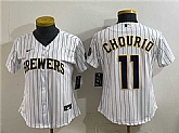 Women's Milwaukee Brewers #11 Jackson Chourio White Cool Base Stitched Jersey(Run Small),baseball caps,new era cap wholesale,wholesale hats