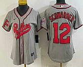 Women's Philadelphia Phillies #12 Kyle Schwarber Name Gray 2026 Field of Dreams Stadium Stitched Jersey,baseball caps,new era cap wholesale,wholesale hats