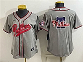 Women's Philadelphia Phillies Team Big Logo Gray 2026 Field of Dreams Stadium Stitched Baseball Jersey(Run Small),baseball caps,new era cap wholesale,wholesale hats