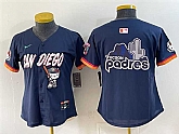 Womens San Diego Padres X Hello Kitty Team Big Logo Obsidian 2026 City Connect Stadium Stitched Baseball Jersey(Run Small),baseball caps,new era cap wholesale,wholesale hats