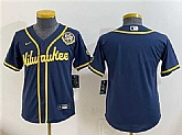 Youth Milwaukee Brewers Blank Navy With Home & Bob Uecker Patch Limited Stitched Jersey,baseball caps,new era cap wholesale,wholesale hats