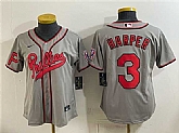 Youth Philadelphia Phillies #3 Bryce Harper Gray 2026 Field of Dreams Stadium Stitched Jersey,baseball caps,new era cap wholesale,wholesale hats