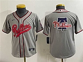 Youth Philadelphia Phillies Team Big Logo Gray 2026 Field of Dreams Stadium Stitched Baseball Jersey,baseball caps,new era cap wholesale,wholesale hats