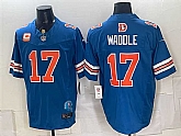 Men's Denver Broncos #17 Jaylen Waddle Blue F.U.S.E. With 2-Star C Patch Throwback Vapor Limited Stitched Jersey Dzhi,baseball caps,new era cap wholesale,wholesale hats